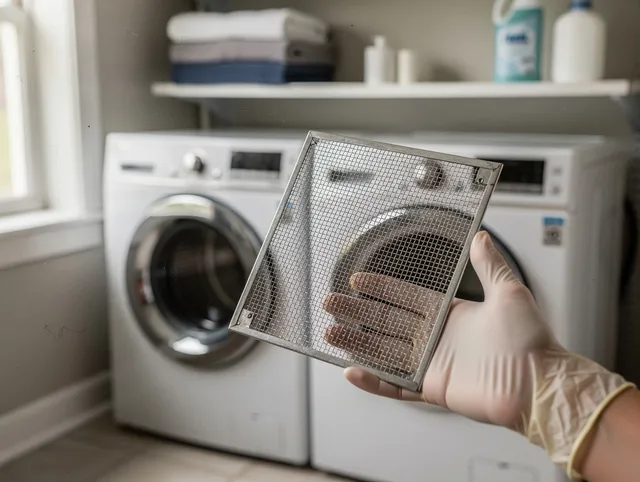 Tolland Dryer Vent Cleaning specialist performing detailed lint trap cleaning service in Tolland