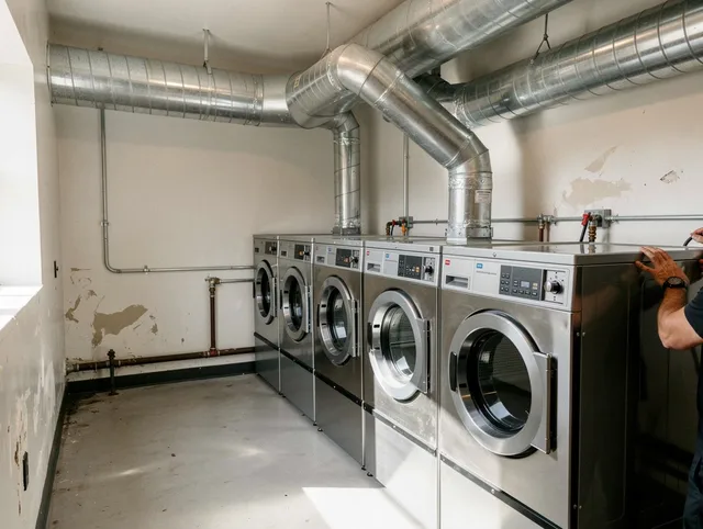 Tolland Dryer Vent Cleaning team performing large-scale commercial dryer vent cleaning in Tolland