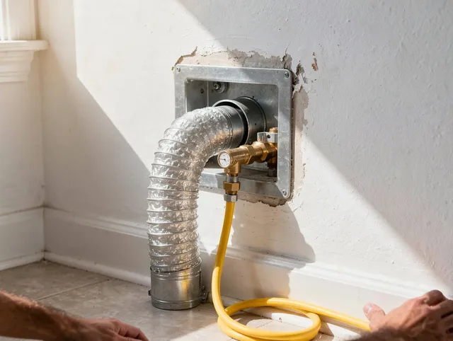 Tolland Dryer Vent Cleaning certified technician performing specialized gas dryer vent cleaning in Tolland